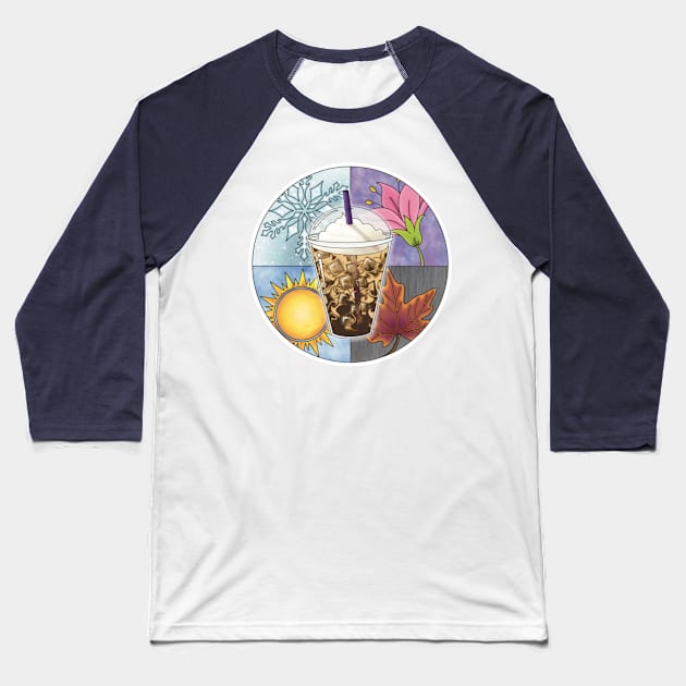 Iced Coffee For All Seasons Baseball T-Shirt by TheEmeraldOwl_byKaitlyn